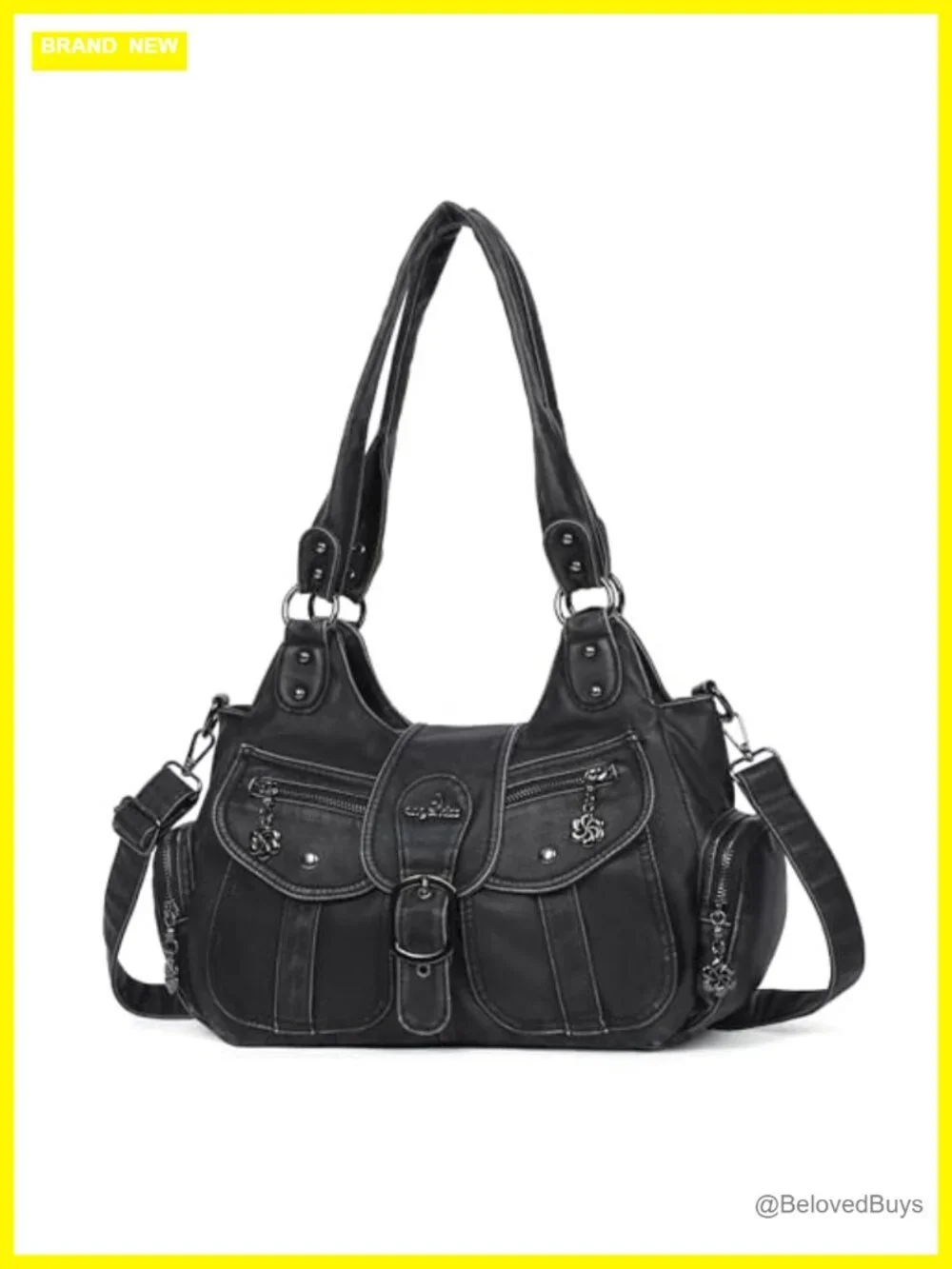 Vegan Leather Hobo Bag Women Roomy Tote with Crossbody Strap